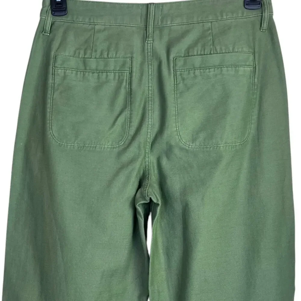 J.Crew Camp Utility Pant Tapered Leg 100% Cotton in Green Style AQ636 Sz. 6 Tall
